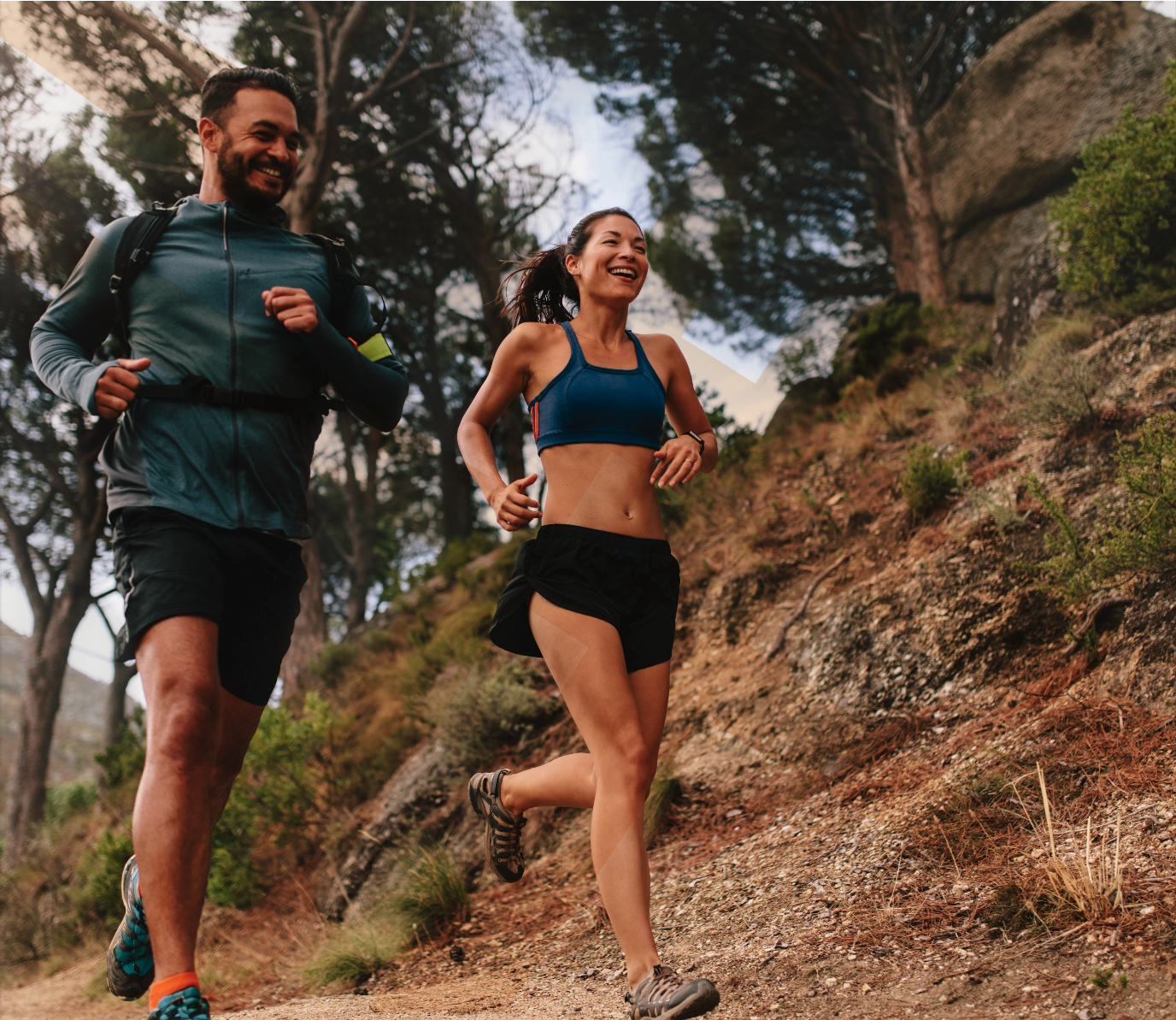 Couple running outdoors